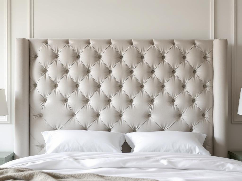 Elegant tufted upholstered headboard with diamond pattern