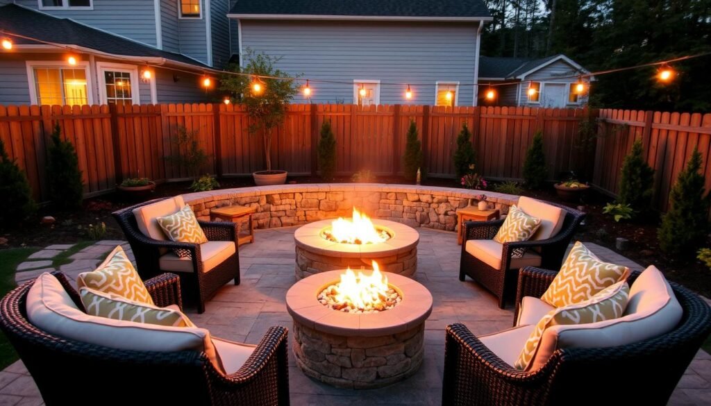 Outdoor backyard fire pit ideas with comfortable seating