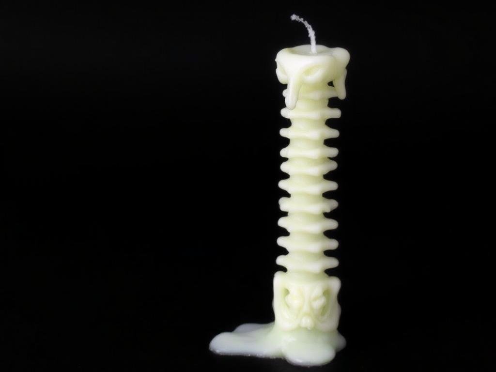 Halloween skeleton candle with spine design that melts eerily