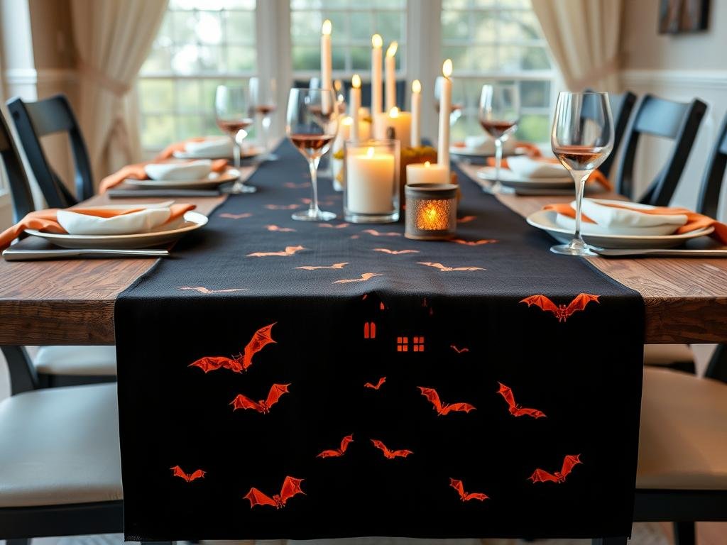 Haunted house table runner for Halloween decoration