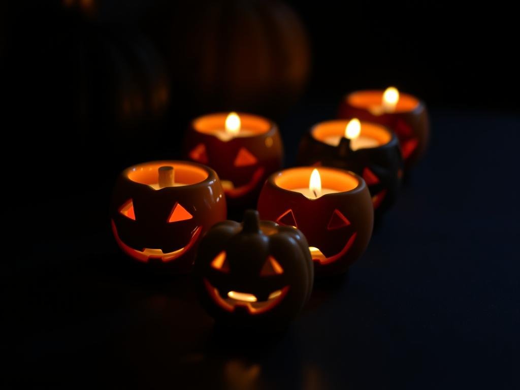 Jack O'Lantern votive candle holders with tea lights