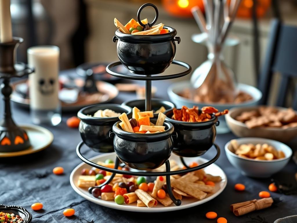Mini cauldron serving bowls set for Halloween parties